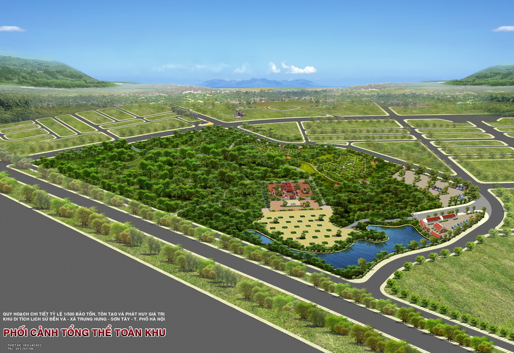 Detailed planning area and the historic Temple Trung Hung Commune, Son Tay Town