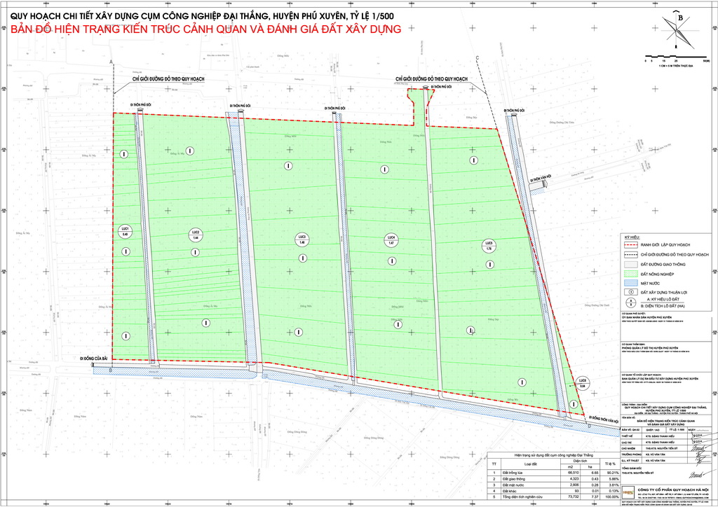 Detailed planning for construction of Dai Thang industrial cluster, Phu Xuyen district, 1/500 scale