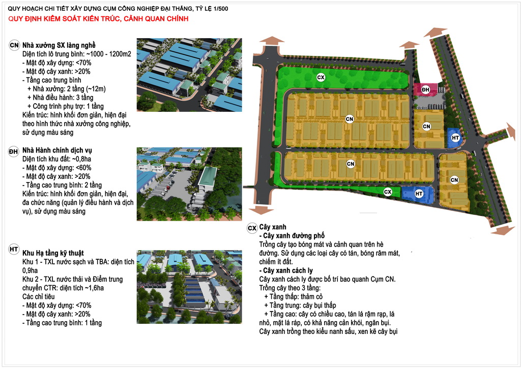 Detailed planning for construction of Dai Thang industrial cluster, Phu Xuyen district, 1/500 scale