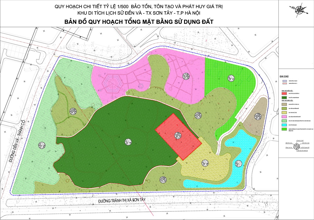 Detailed planning area and the historic Temple Trung Hung Commune, Son Tay Town